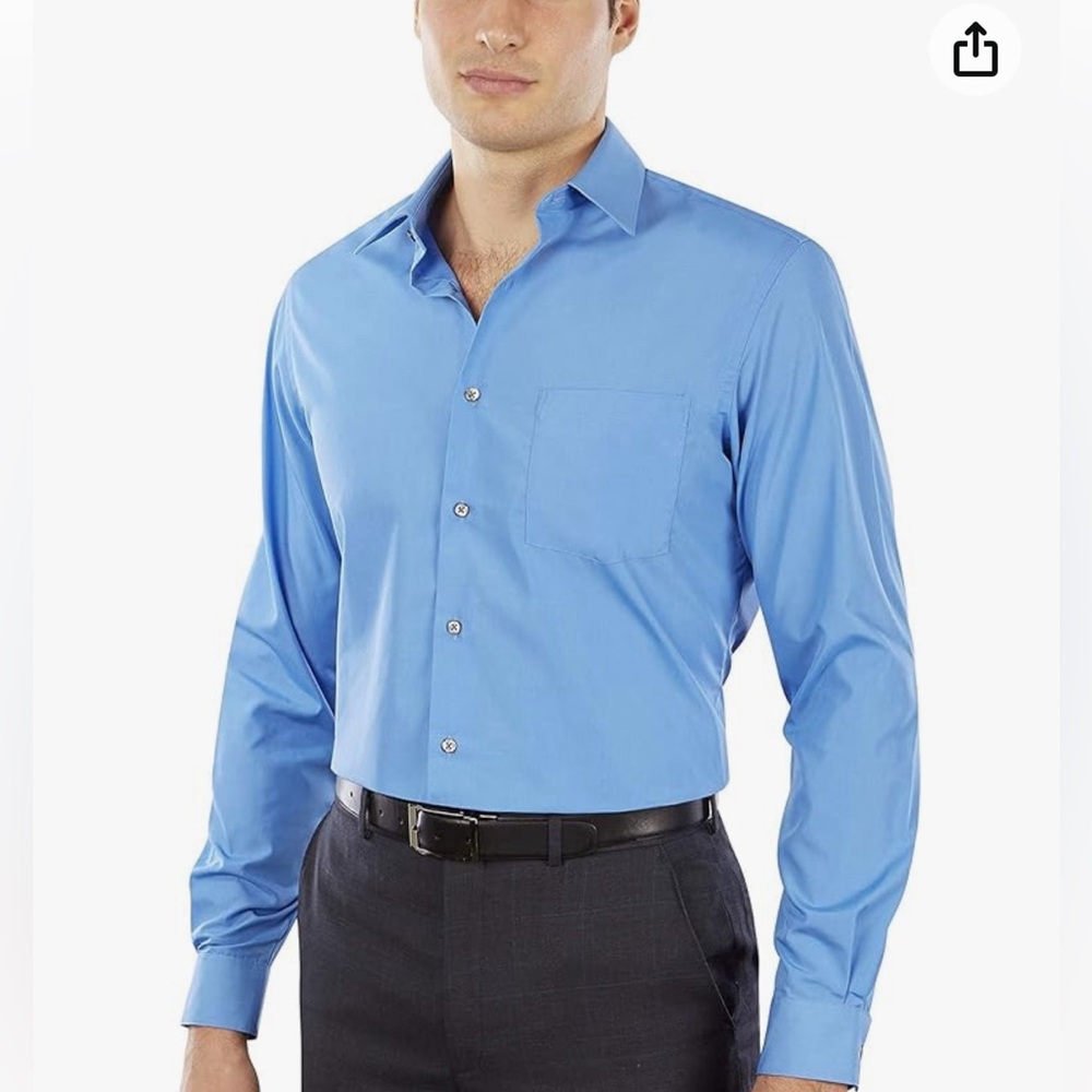 Van Heusen Men’s Fitted Wrinkle Free Blue Dress Shirt Size 17 34 / 35 XL